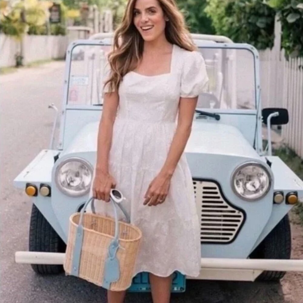 Gal Meets Glam Violetta White Eyelet Midi Dress | Size 4 | Like New